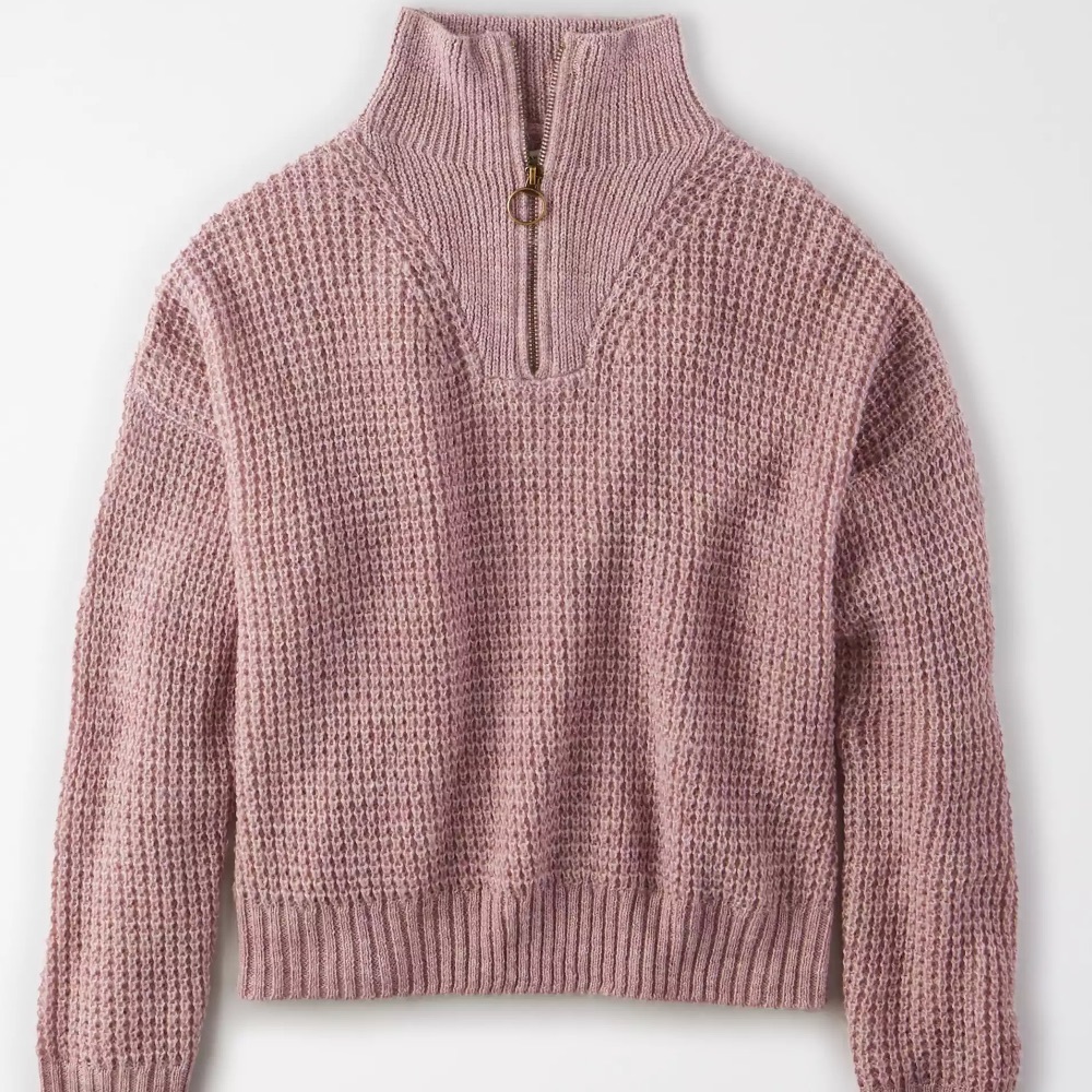 AE Waffle Quarter Zip Pullover Sweater